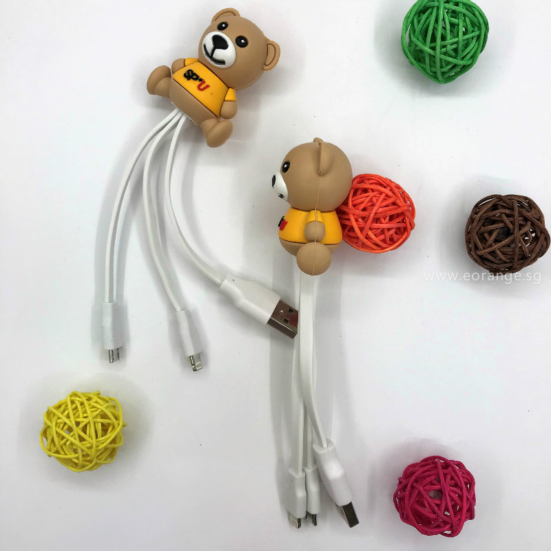 3D Customised 3 in 1 Charging Cable promotional gift event student