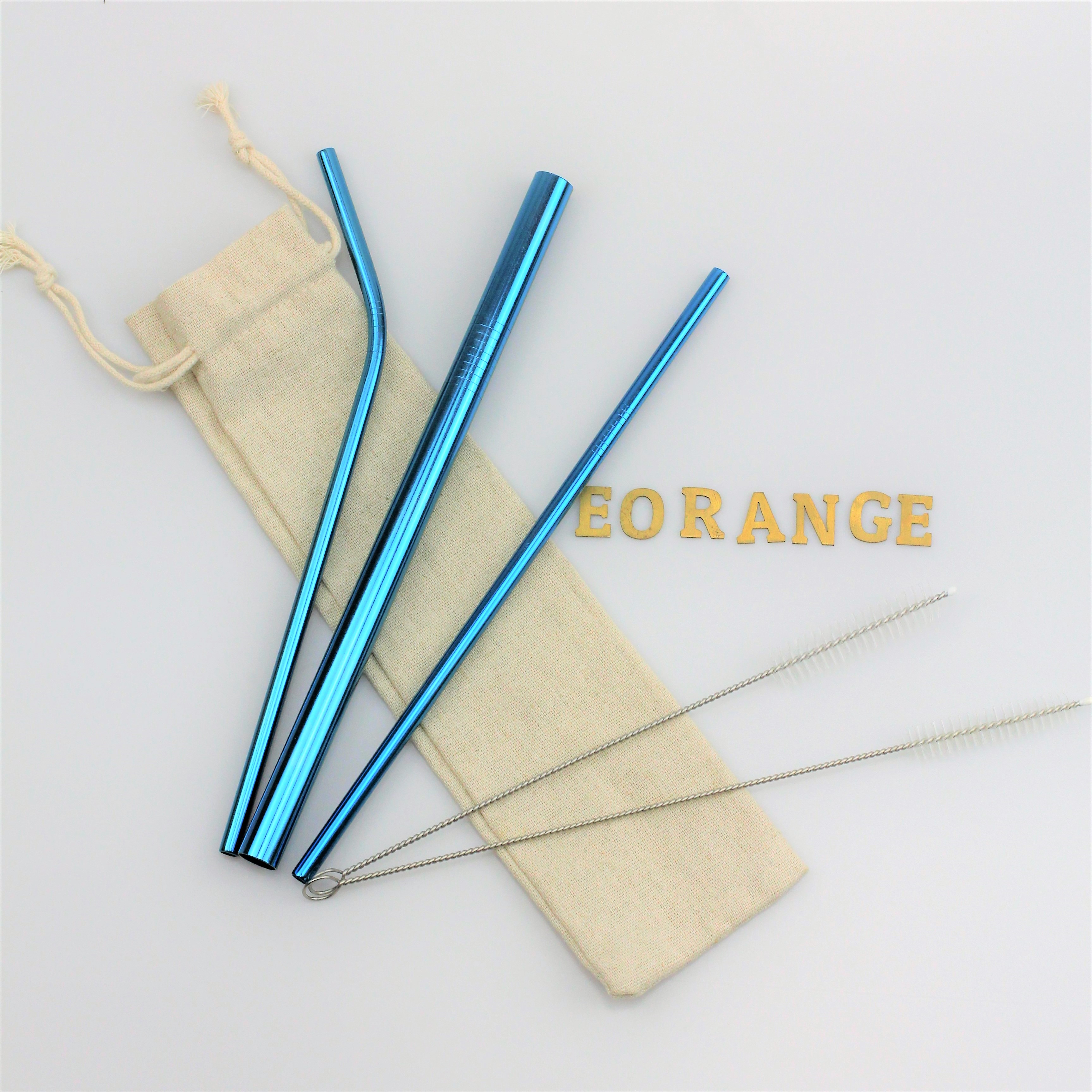 Customise print Reusable Stainless Steel Metal Straw Set logo singapore wholesale bulk eco-freindly