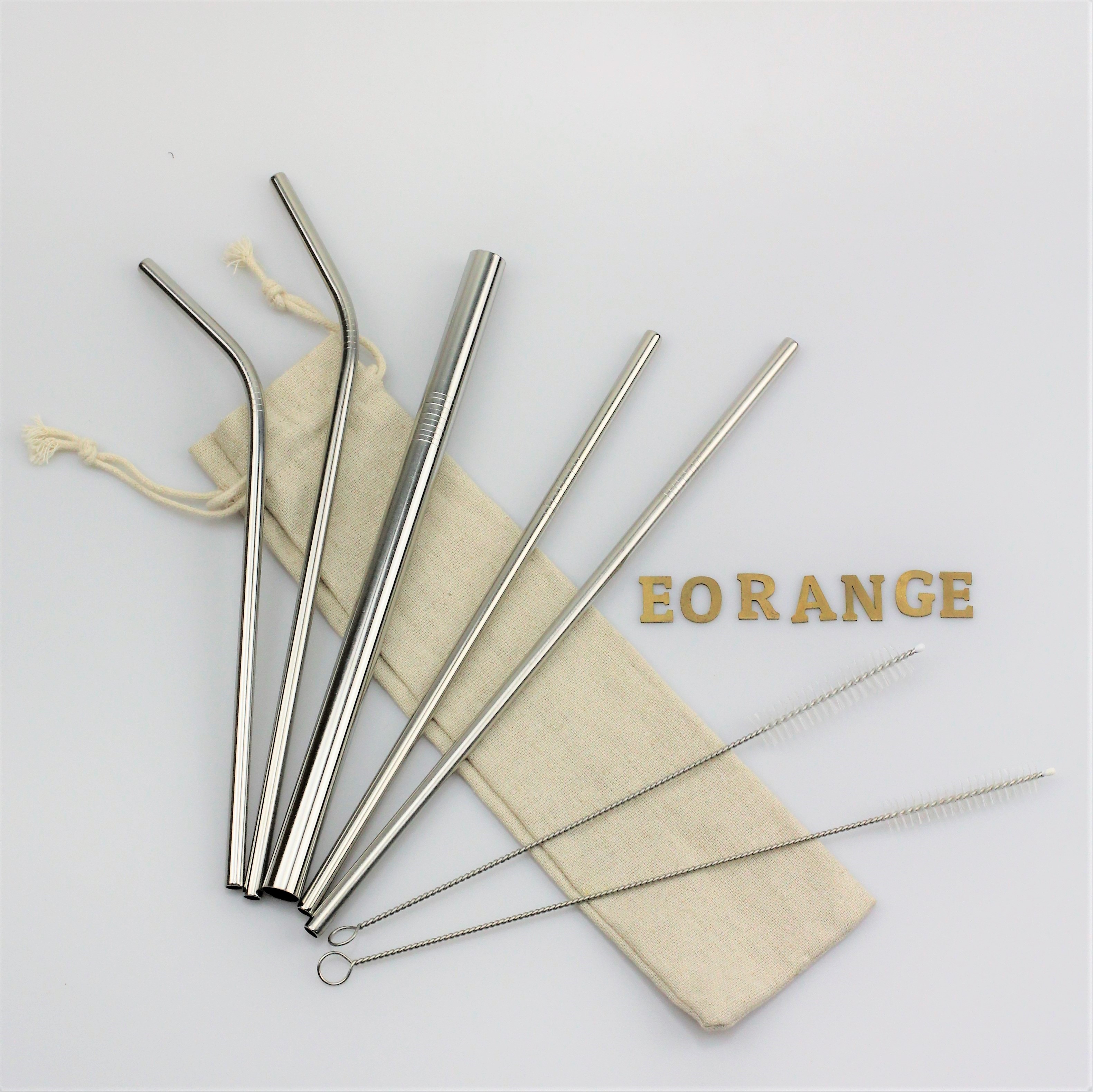 Customise print Reusable Stainless Steel Metal Straw Set logo singapore wholesale bulk eco-freindly