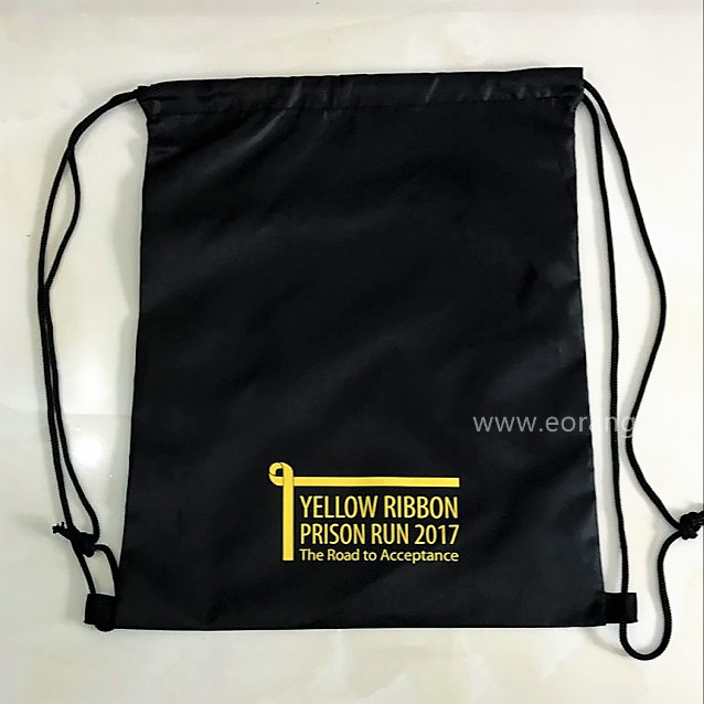 Yellow Ribbon Run Customize Drawstring Backpacks Get Customized logo print goodies bags Starts from 100pcs for Running race, company event, career fair, trade show, exhibition and conference.