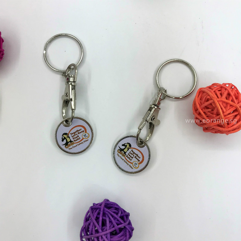 Trolley Coins Keychain token customised logo for event giveaway